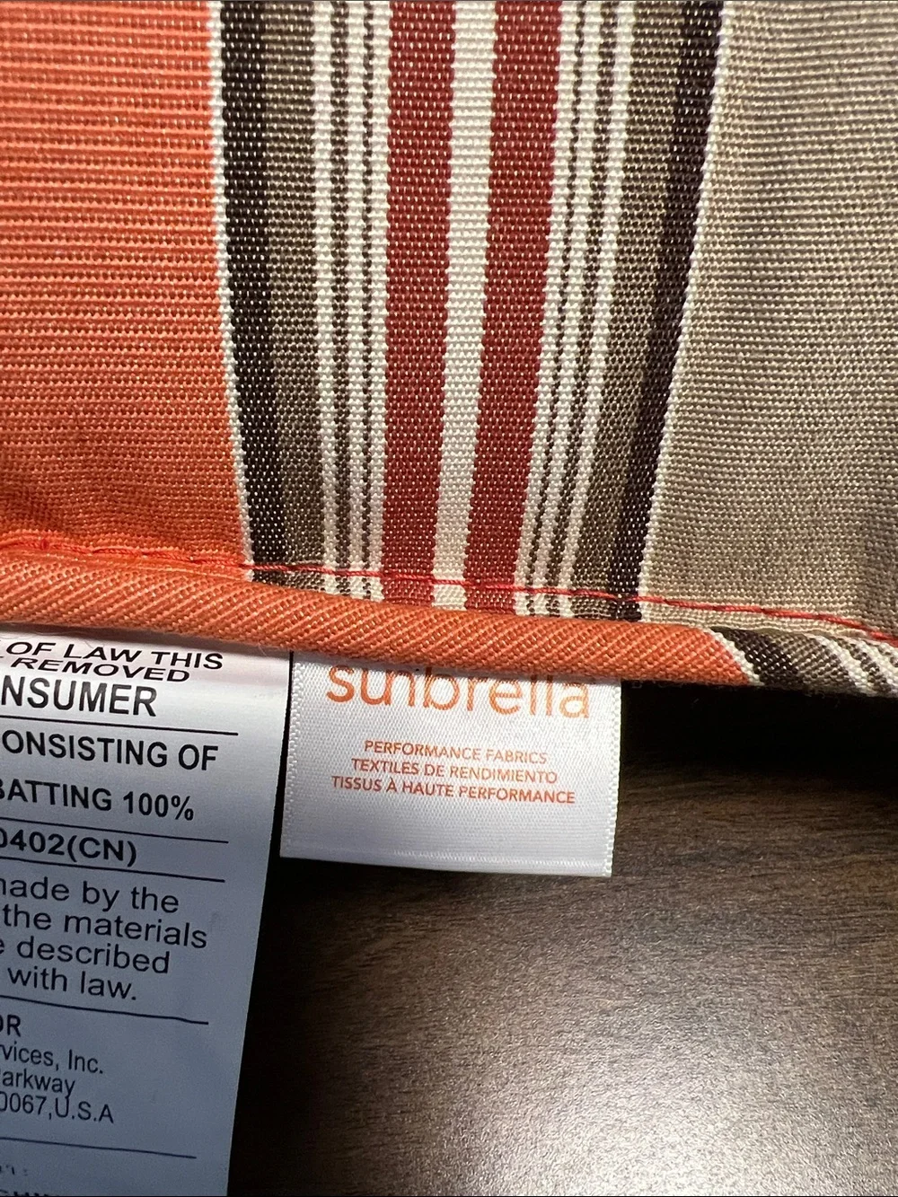 Striped Sunbrella Accent Pillow in Orange and Cream - Jordan manufacturer